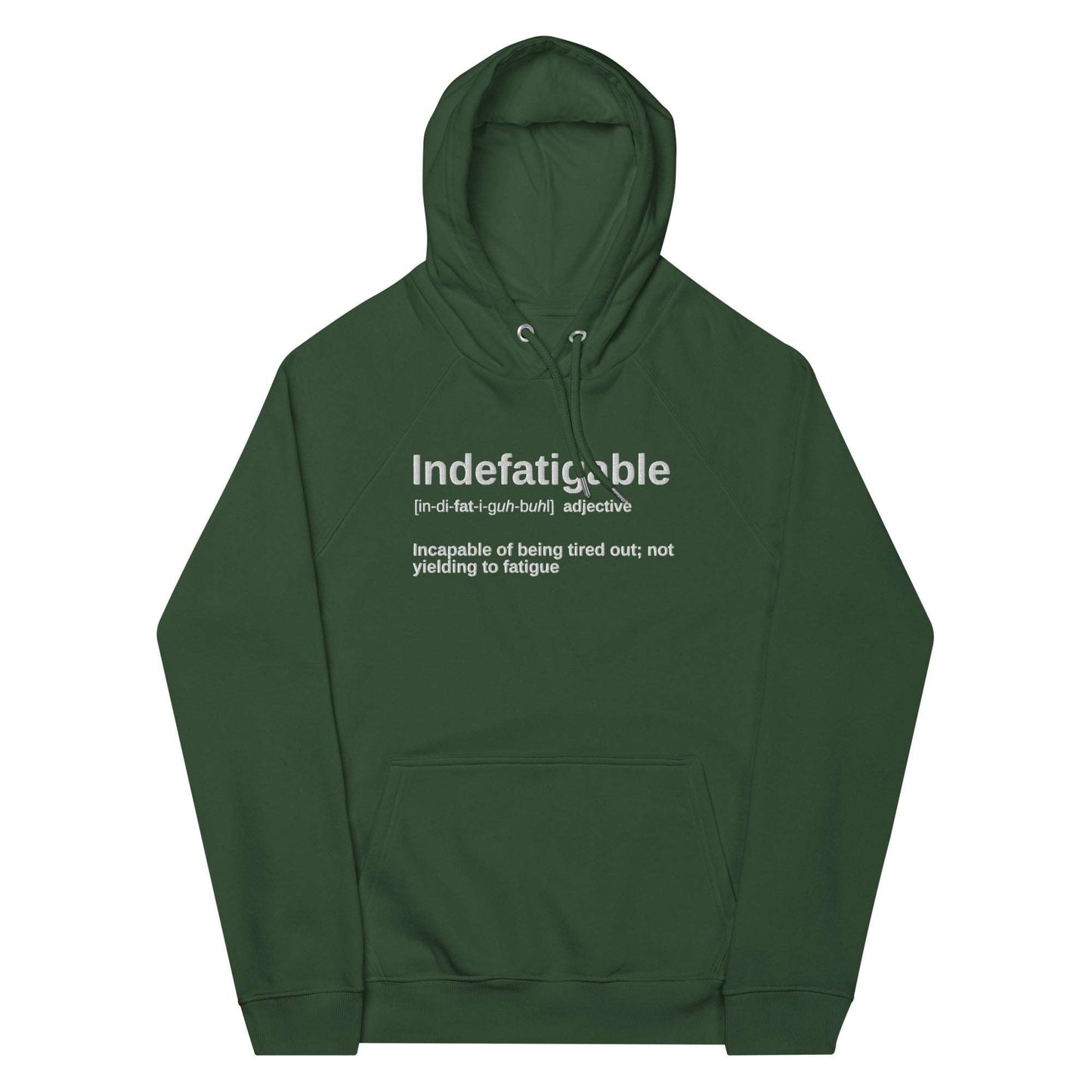 "Indefatigable" Embroidered Eco Raglan Hoodie - Hoodies - Inspired by Change