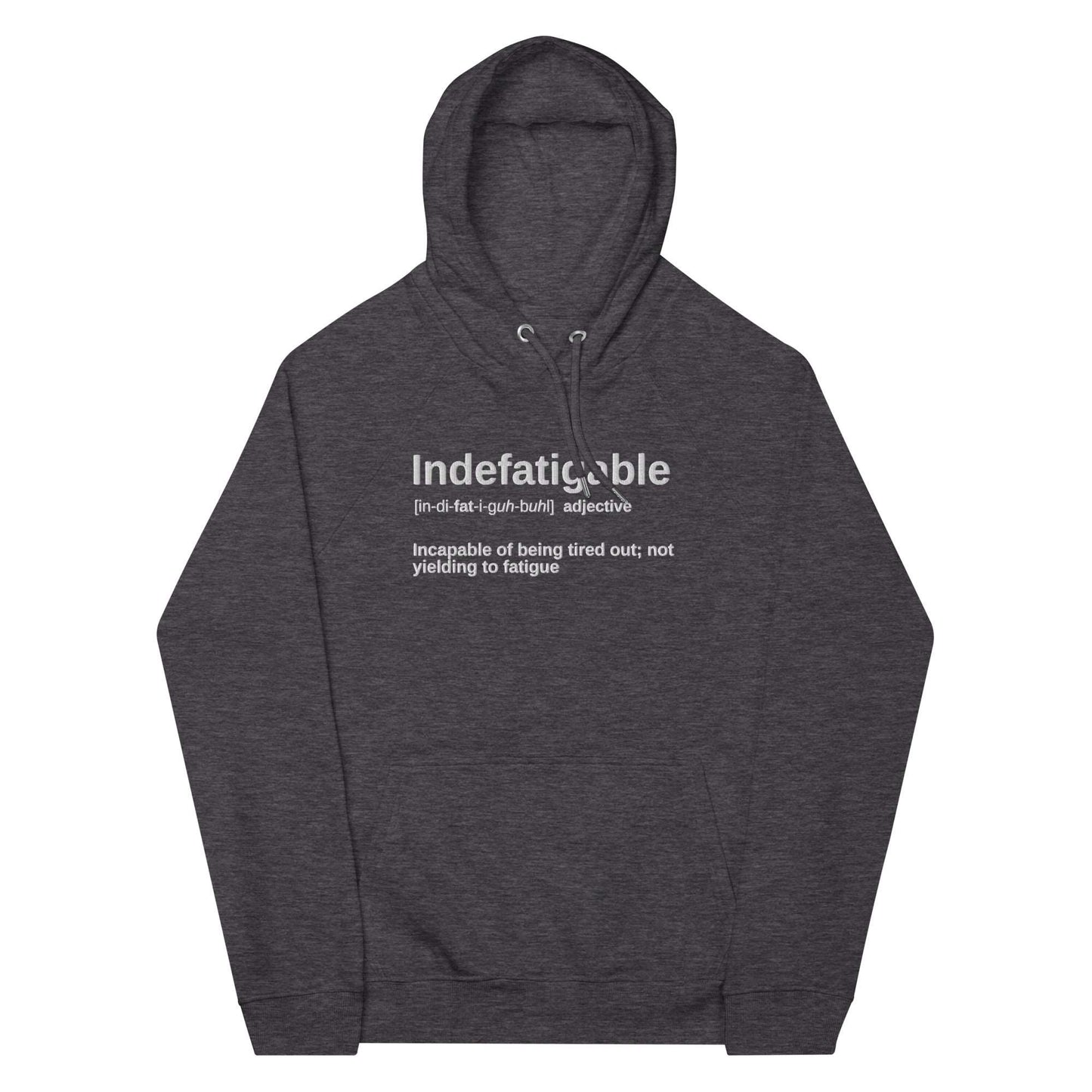 "Indefatigable" Embroidered Eco Raglan Hoodie - Hoodies - Inspired by Change